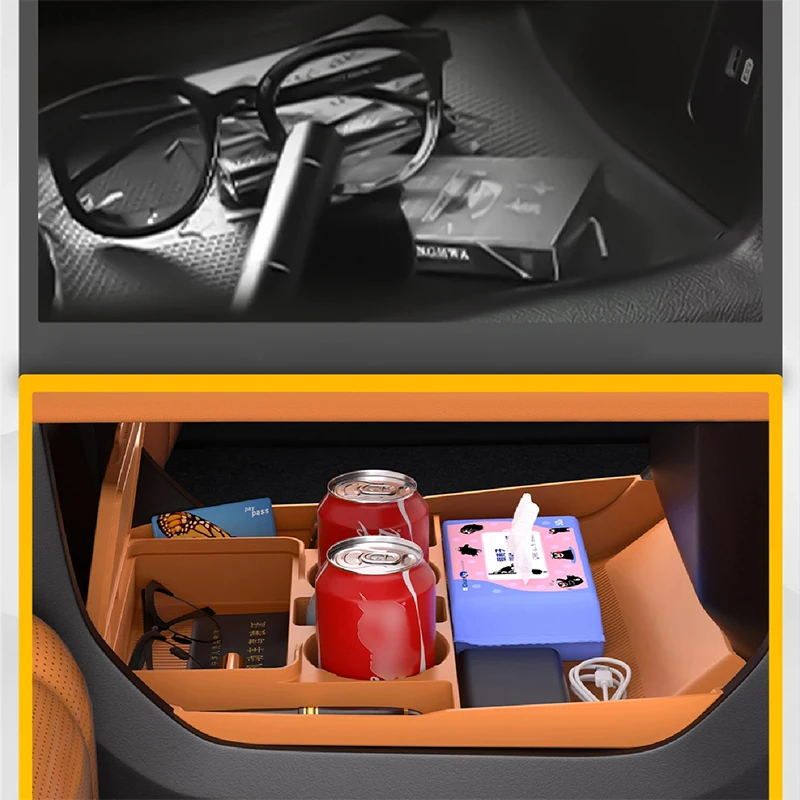 ل JETOUR G700 2025 + صندوق تخزين وحدة التحكم المركزية طبقة مزدوجة سيليكون كوب ماء صندوق تخزين ترقية الداخلية اكسسوارات السيارات