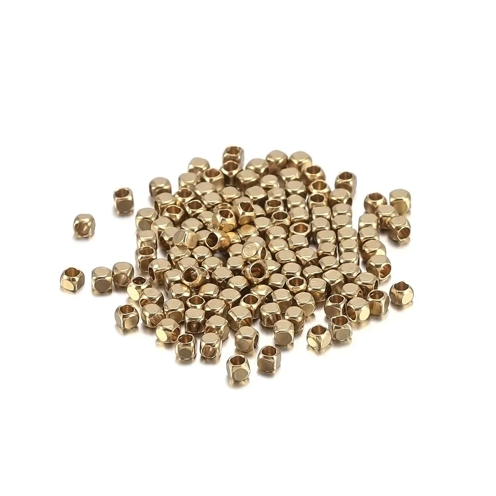 30Pcs Brass Bead Multi Specification Versatile Smooth Perforated Bead Square Bead Loose Bead Interval Bead DIY Bead Wholesale