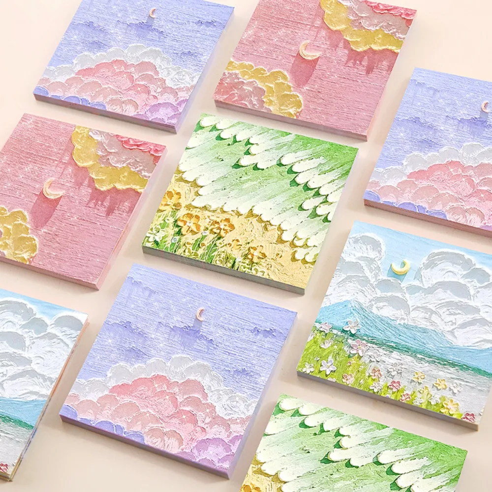 Landscape Landscape Sticky Notes Stereo Perception Oil Painting Note Pad Memo Pad Exquisite Sticky Note Paper Office Supplies