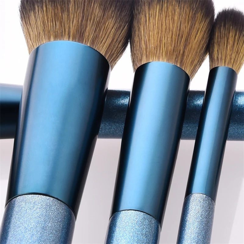 14pcs Professional Blush Makeup Brush Set Sapphire Blue White Gold Gouache Tools Kit