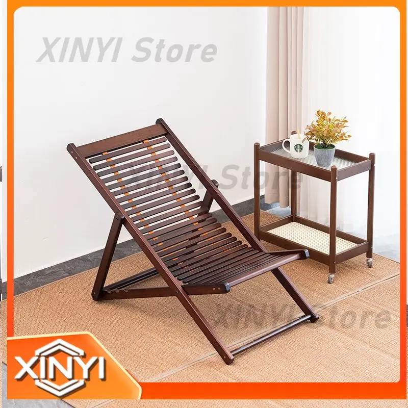 Folding Rocking Lounge Chair for Lazy Lounge Nap Break Solid Wood Home Balcony Lounge Chair for Elderly Back Support New