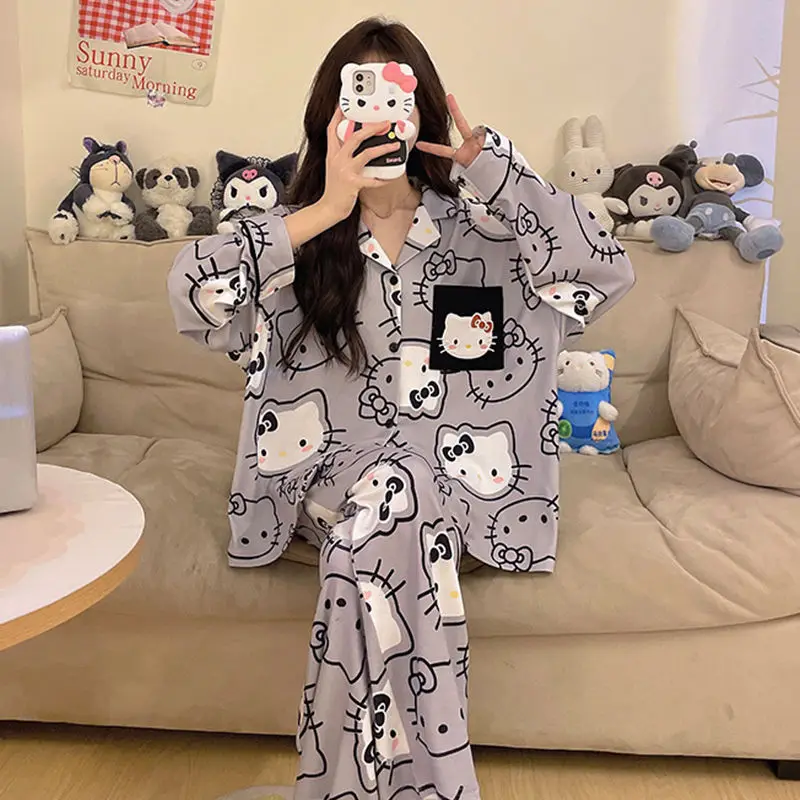 hot Kawaii hellokitty cute pajamas Pochacco T-shirt girl sweet autumn winter home clothes couple sweatshirt cardigan casual suit