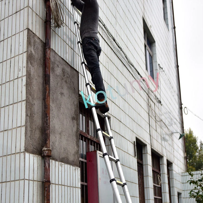 Escalera de escalada telescópica para el hogar, escalones de acero reforzado, 2,3 M, 2,7 M