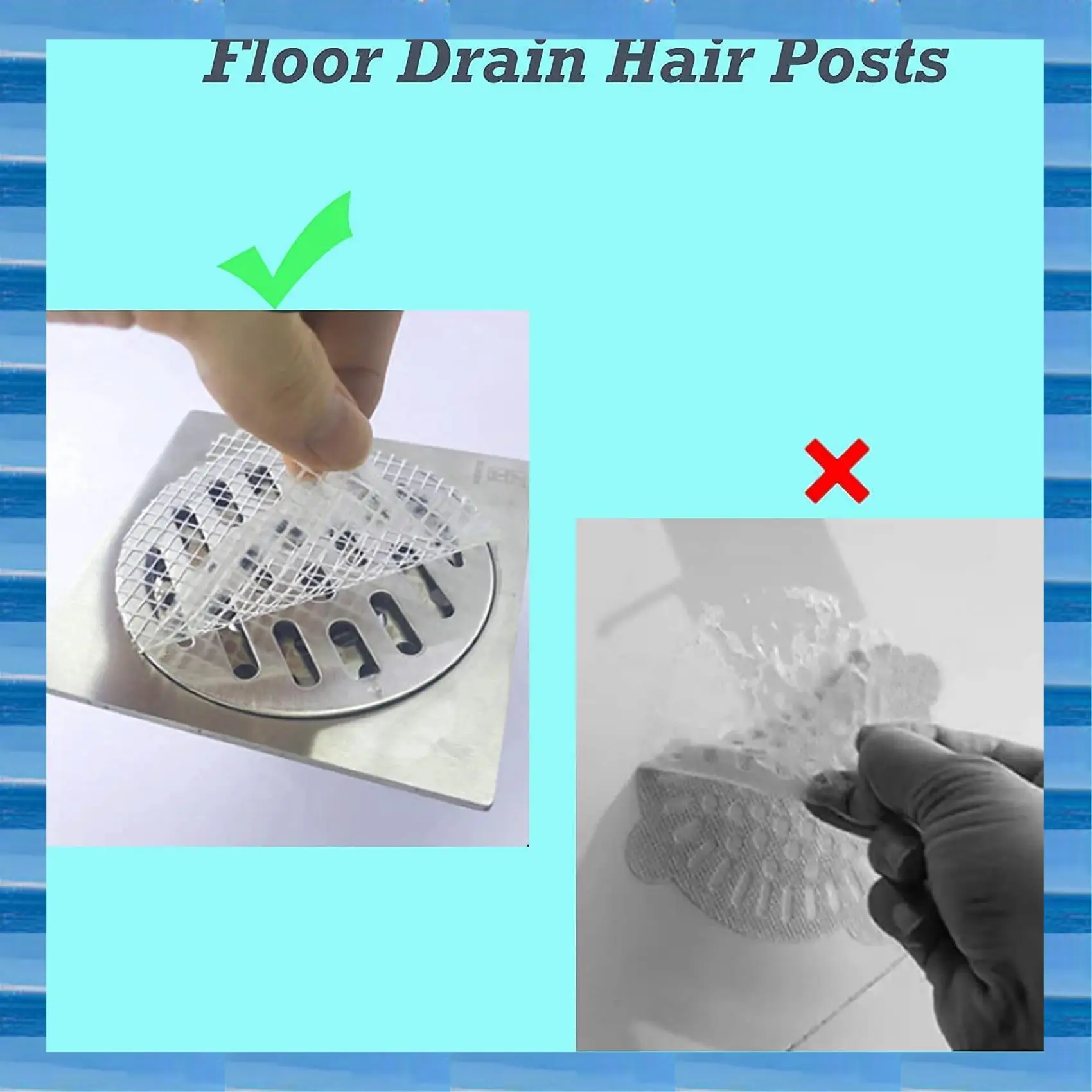 AT53 100 Pcs Disposable Shower Drain Hair Catcher Mesh Stickers, Anti Clogging Floor Sink Strainer, Shower Drain Dog Hair