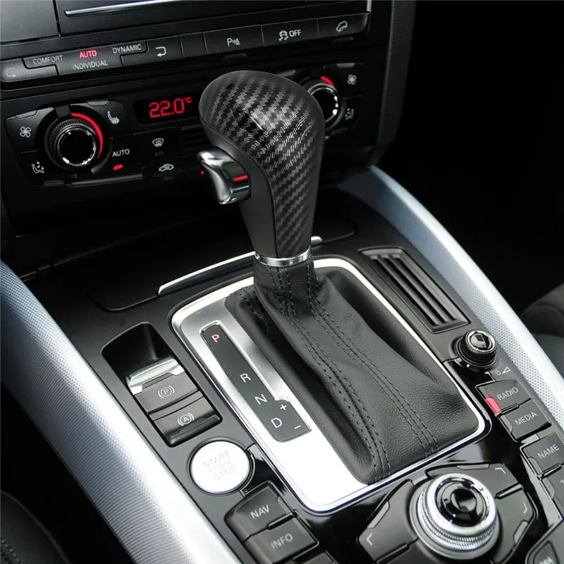 

ABS Composite Carbon Fiber Sticker Gear Shift Knob Head Trim Cover For Audi A4 Q5 Q7 2009-2012 For A5 2008-2010 Car Accessories