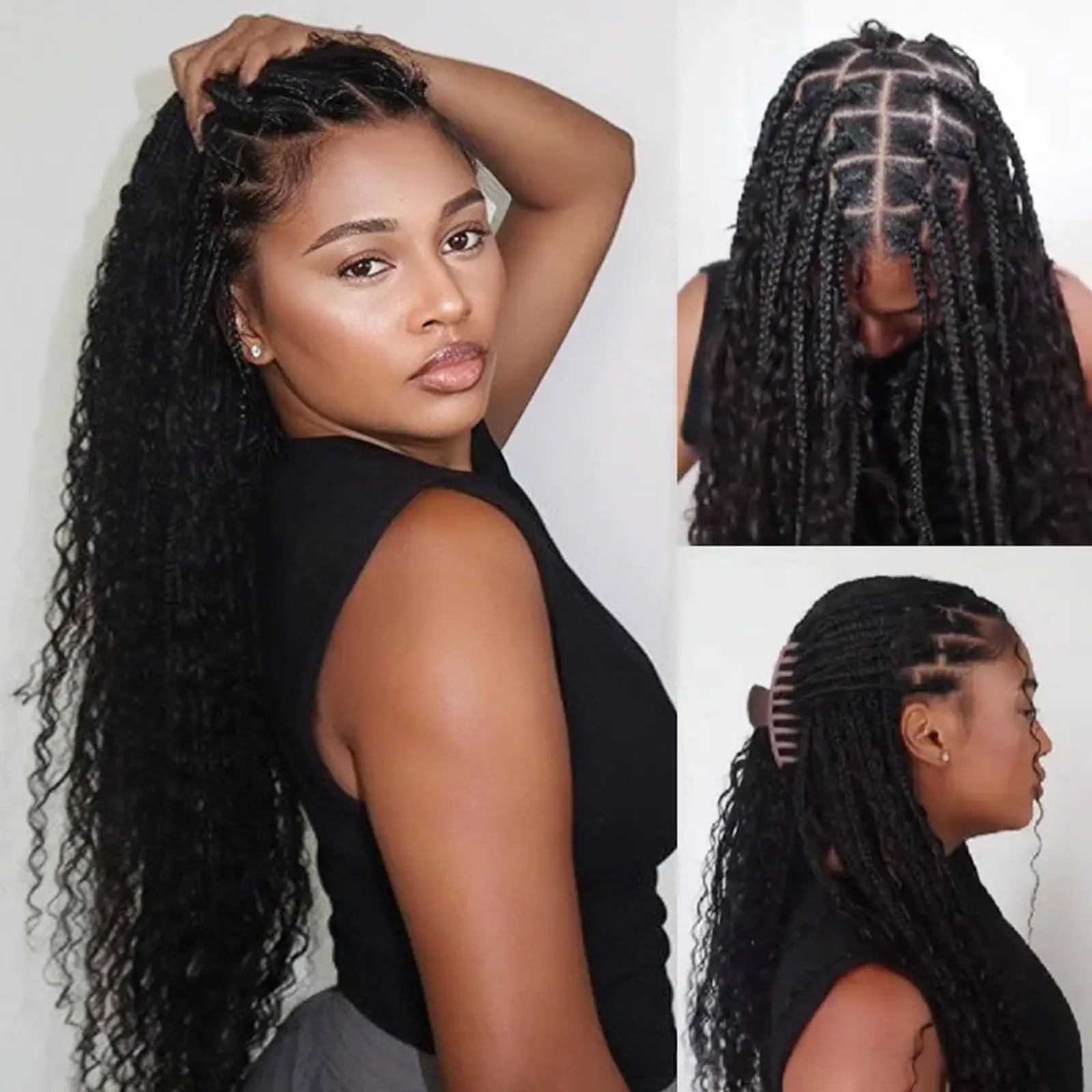 Human Braiding Hair Extension Kinky Straight Bulk Human Hair 22 Inch 2 Bundles 100g/Bundle Wet and Wavy Yaki Straight Bulk Hair