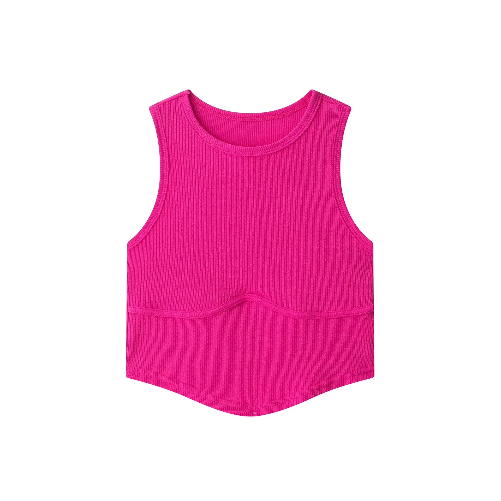 Summer New Women's Clothing Fashionable And Sexy Round Neck Sleeveless Knitted Short Solid Color Small Vest