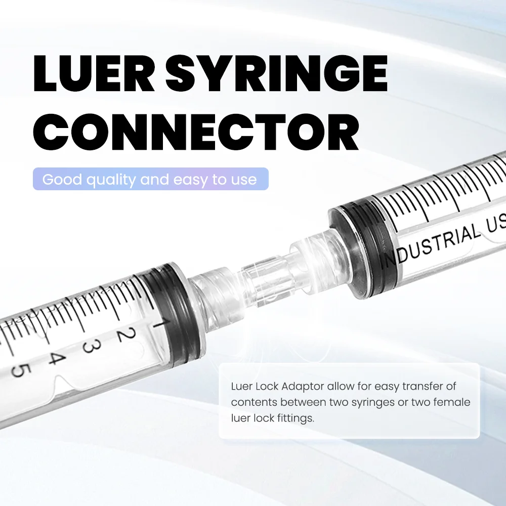 PP Material Transparent Luer Syringe Connector Female to Female Coupler Double Helix Joint Drug Guide Device Sterile Adapter