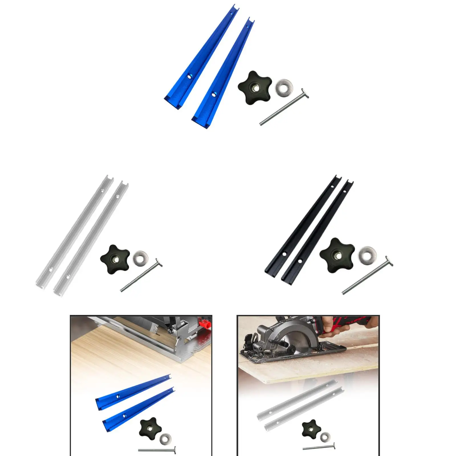 Kit de plantilla de inglete de pista en T, ligero, fácil de instalar, multiusos para carpintería, longitud resistente de 30,5 cm, ranura de fijación de aluminio