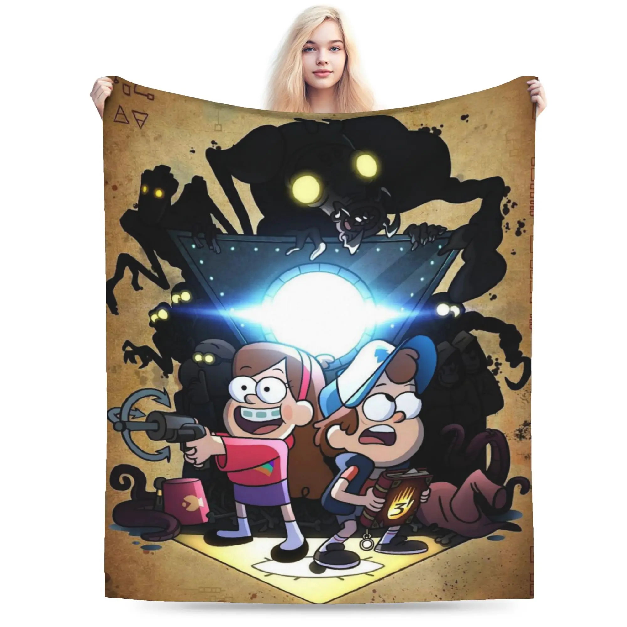 G-Gravity Falls Printed Blanket For Men Women Warm Cozy Fluffy  Throw Blankets for Sofa 50x60 Inches Multiple Sizes