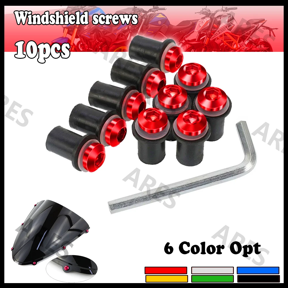 10PCS 5mm Windscreen Windshield Bolt Screw Kit For Yamaha MT09 MT-07 YZF R1 R6 R3 R25 FZ16 Fz1 FZ8 FZ6 MT03 Tmax xmax 530 500