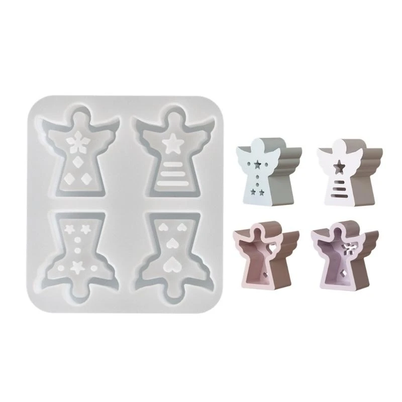

4 Pattern Angel Candlestick Mold Flexible Lamp Silicone Making Mold