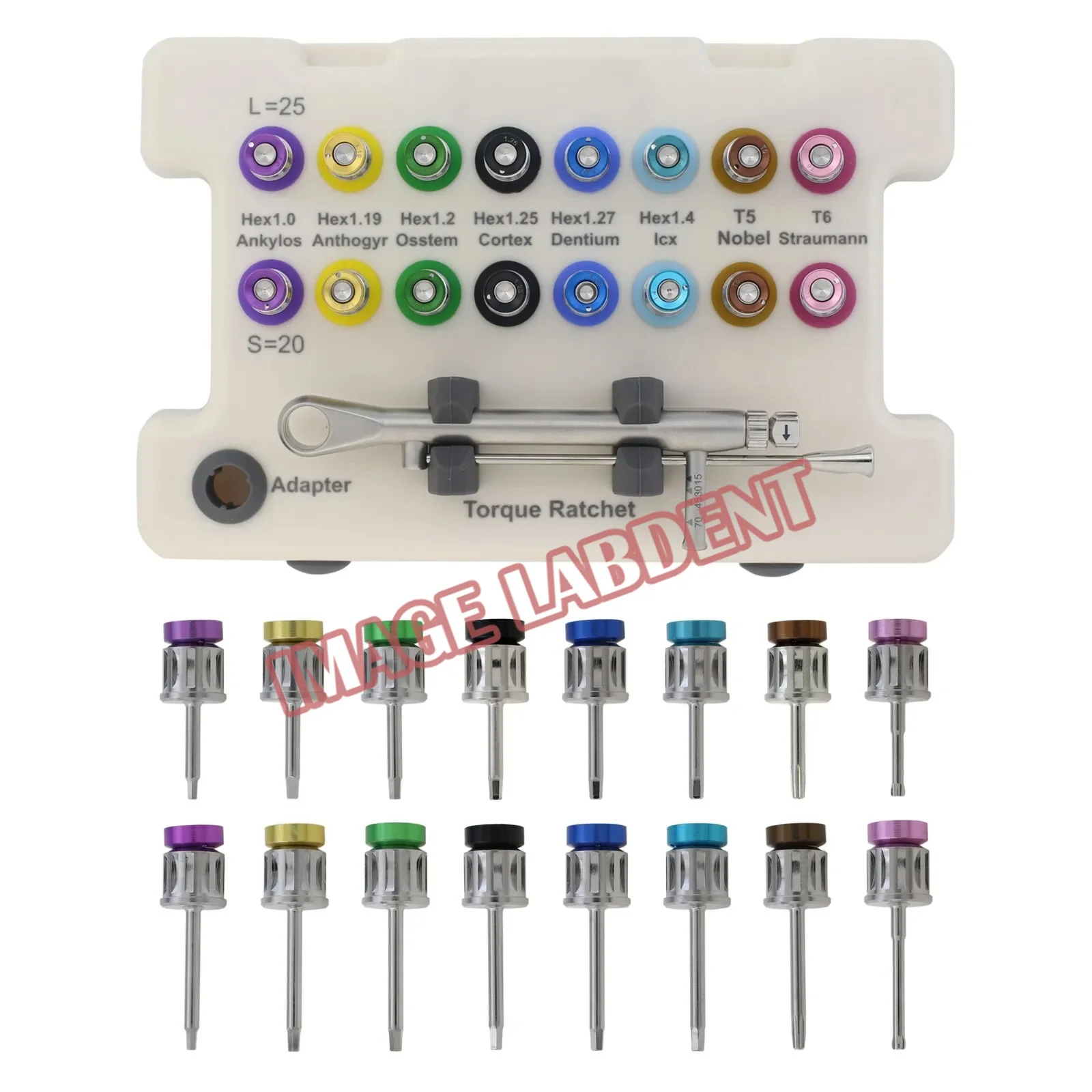 

17Pcs /Set Dental Universal Implant Torque Wrench Screwdriver Prosthetic Kit Ratchet Drivers Dentistry Implant Surgical Repair