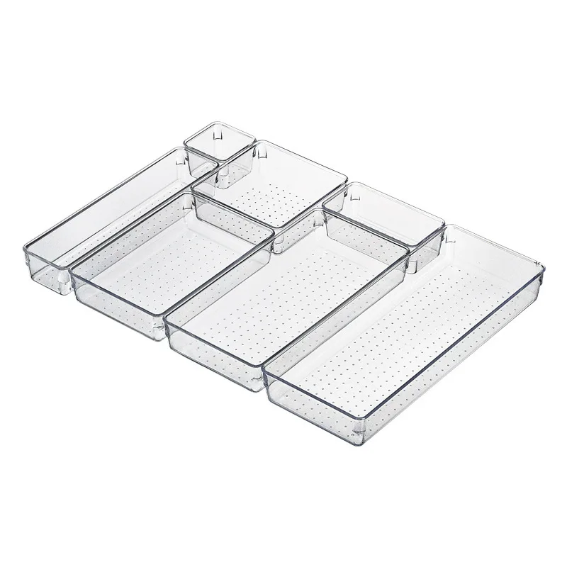 Lade Organizer Set Clear Plastic Bureau Lade Verdelers Trays Dressoir Opbergbakken Scheiding Box Voor Make-Up En Jewelries