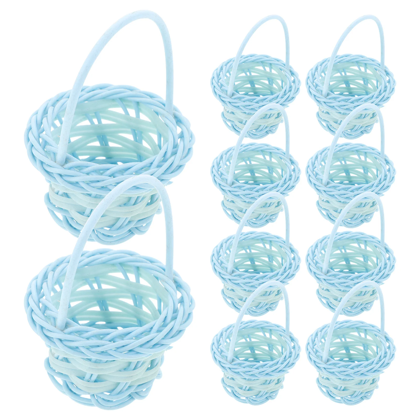 

10Pcs Handmade Woven Baskets Plastic Flower Baskets with Handle for Wedding Home Garden Decor Fruit Storage Woven Basket
