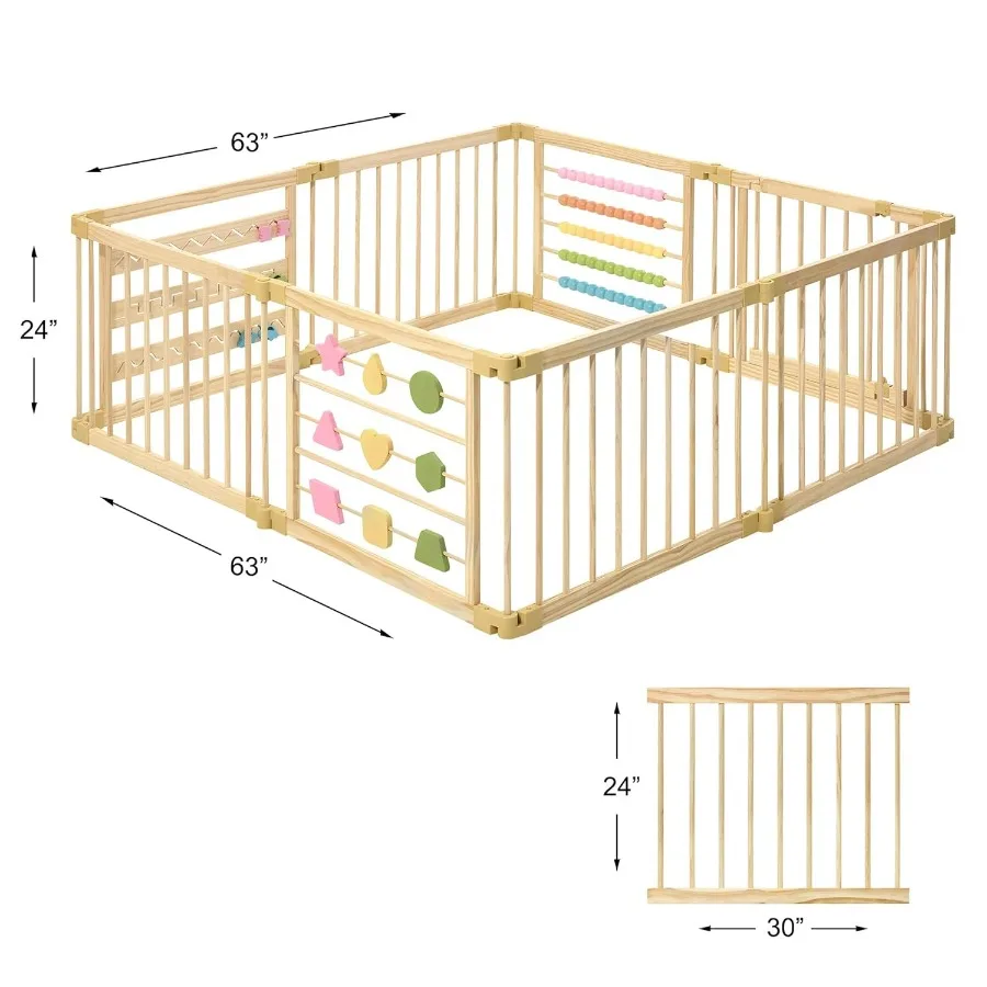 Box in legno extra large per bambini e neonati Pieghevole espandibile regolabile 810 pannelli Box unisex in legno naturale