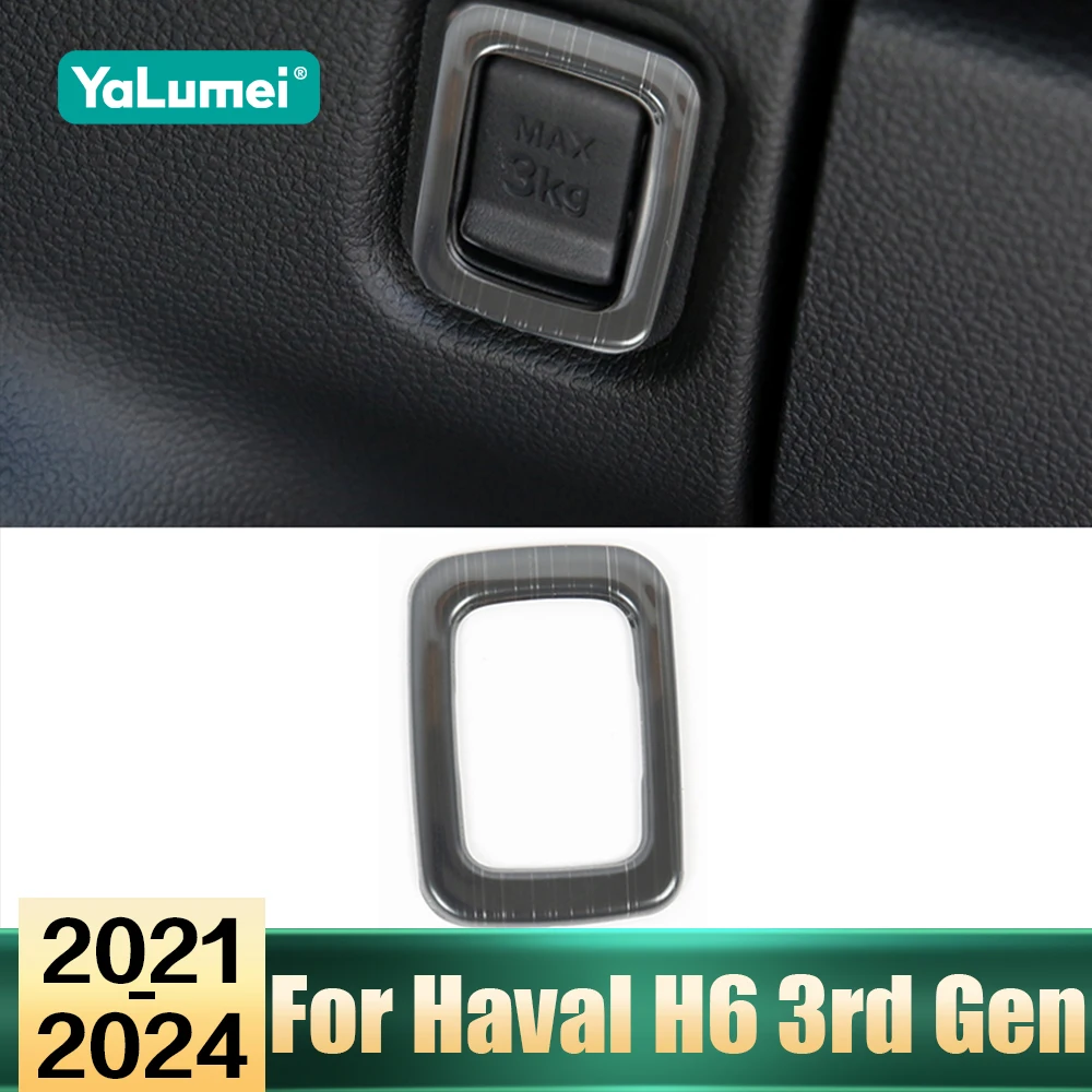Für Haval H6 3. Generation GT 2021 2022 2023 2024 DHT-PHEV Edelstahl Handschuhfach-Aufbewahrungshaken für Beifahrer mit Paillettenabdeckung Zubehör