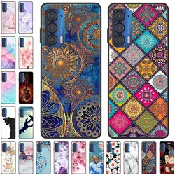 For Moto Edge 2021 2022 2023 Case Silicone Soft Flower Marble TPU Black Phone Covers for Motorola Moto Edge 2021 Protective Bag