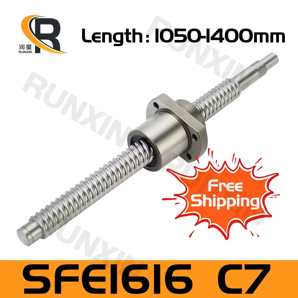 

RXTNC Ballscrew machined C7 SFE1616 L1050mm-1400mm with flange roller single ball nut BK/BF end Machined for CNC part