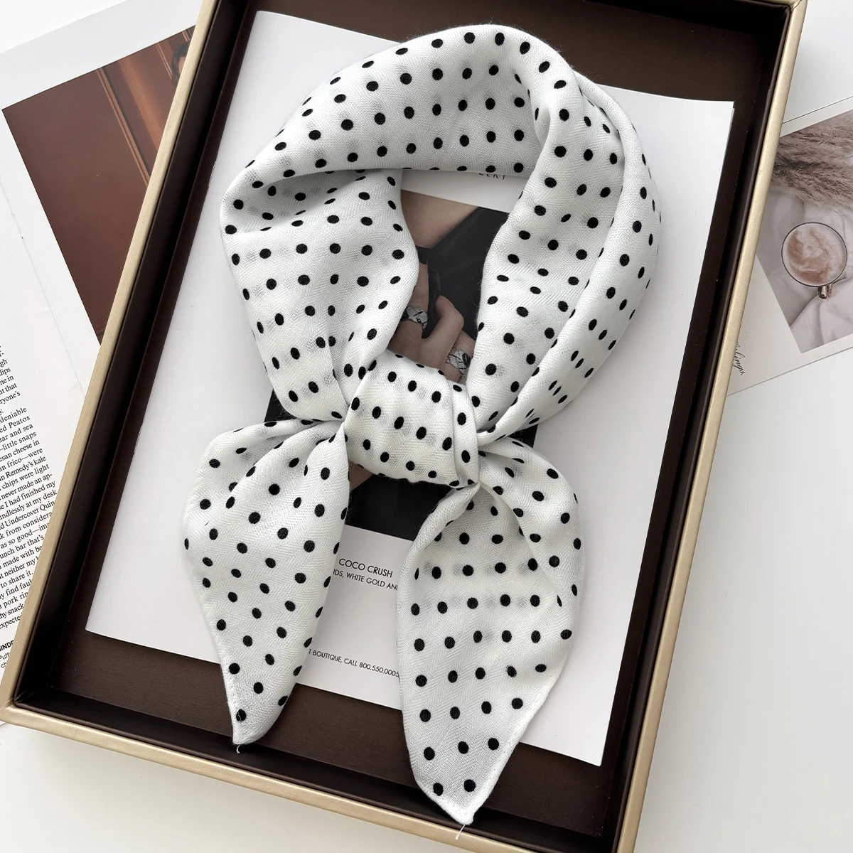 

1 шт., квадратный шарф в горошек, женский роскошный пляжный шарф, модная женская бандана для волос, женский шейный платок, шаль-хиджаб