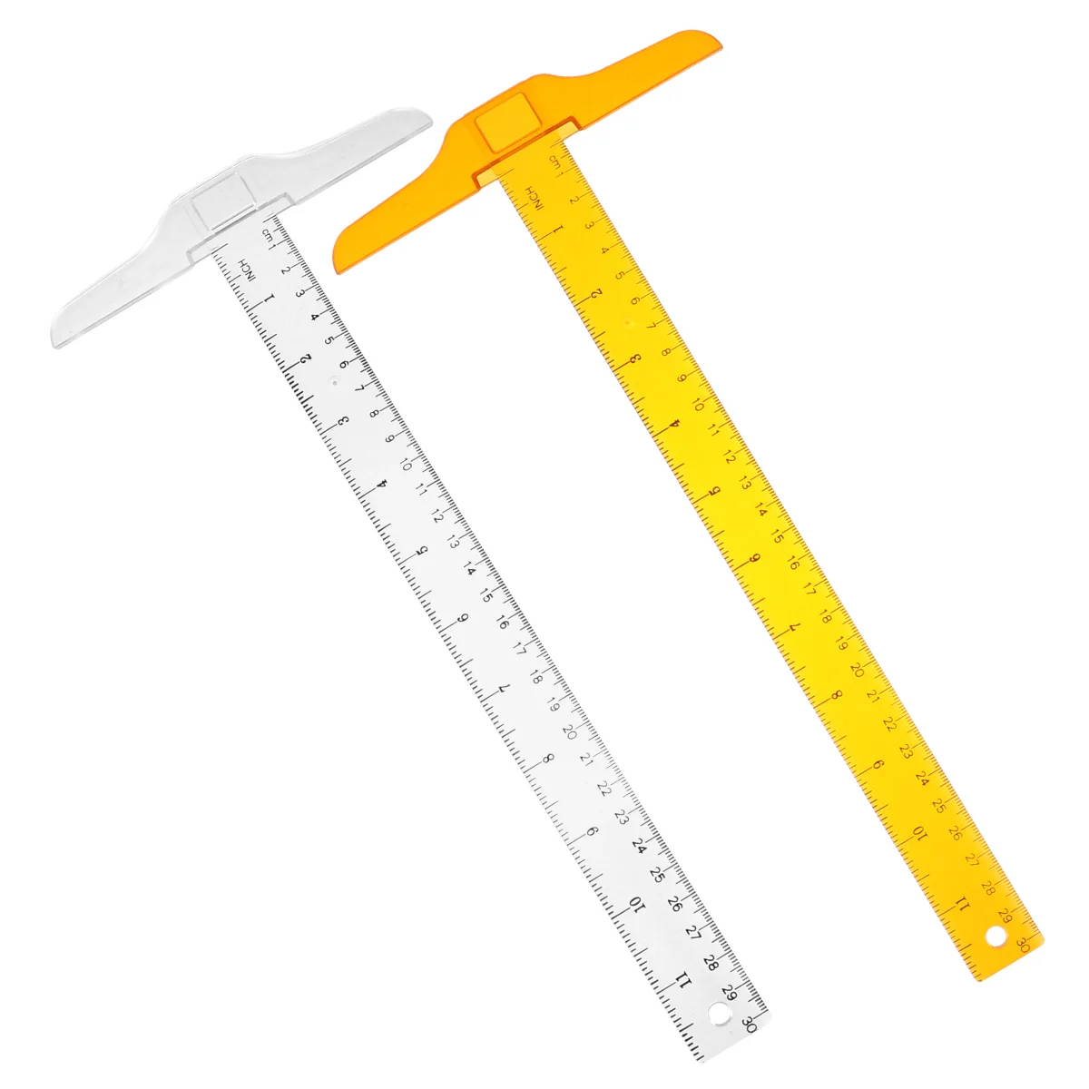 Règle de mesure de proximité à double échelle, outils de charpentier, carré, dessin clair, règle en T académique, forme en plastique, 2 pièces