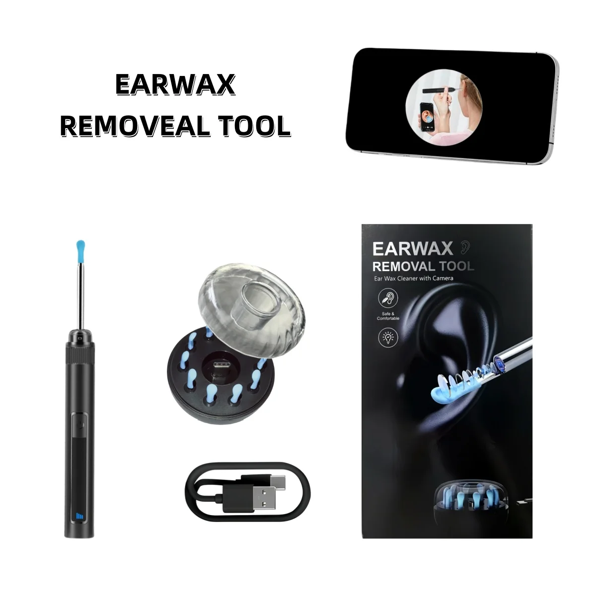 

Upgraded Smart Visual Ear Wax Cleaner With Camera 800W HD Endoscope Multi-Functional Visual Ear Cleaning Tool Includes Storage
