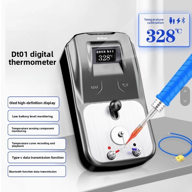 AIXUN High Precision DT01 HD OLED Thermometer Intelligent Temperature Measuring Tool for Welding Equipment Iron Tips Detection