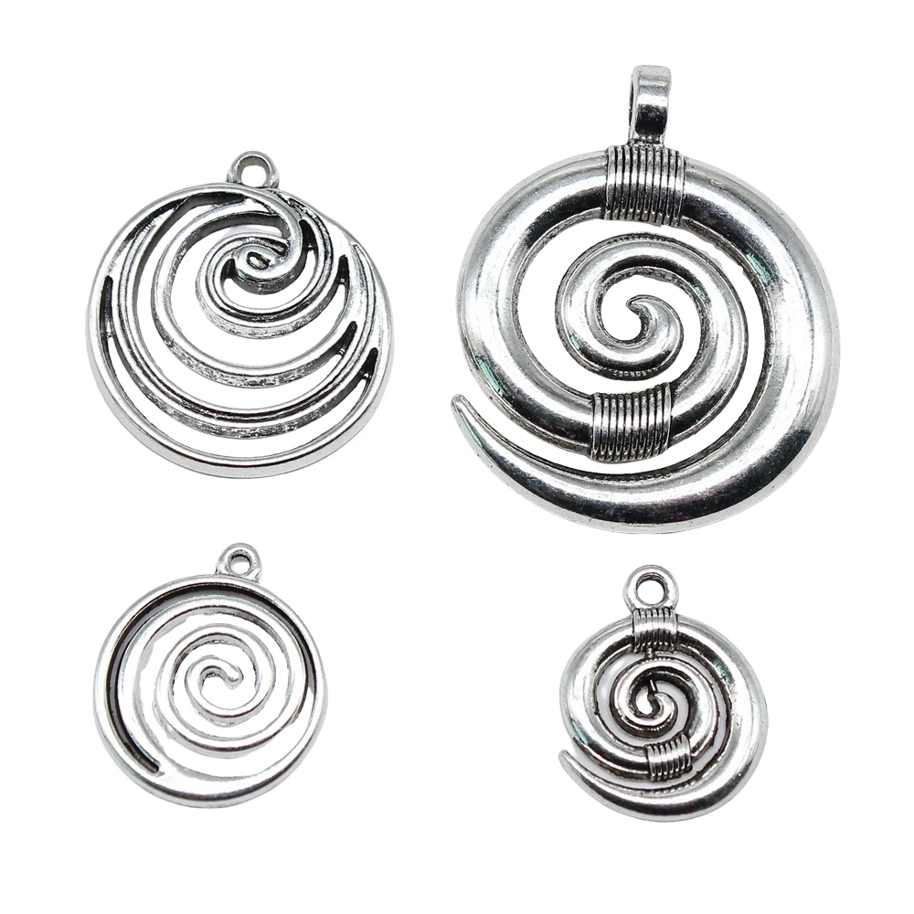 10pcs Swirl Charms Tibetan Silver Color Pendants Antique Jewelry Making DIY Handmade Craft