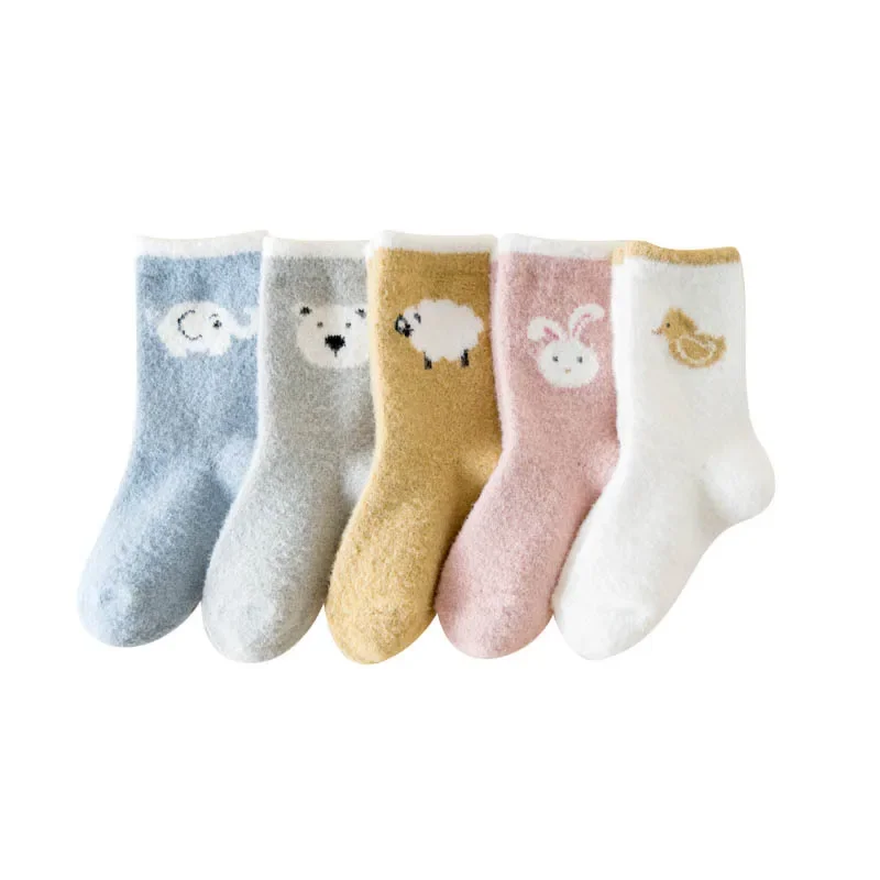 Baby Socks Autumn and Winter Thick Warm Baby Plush Socks Children\'s Coral Velvet Floor Socks 0-3 Years