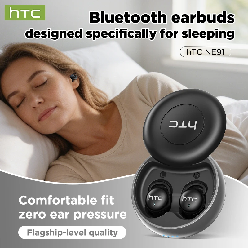 Image of HTC Original Sleep Aid Earbuds Wireless NE91 Bluetooth-Kopfhörer mit Geräuschunterdrückung, lange Akkulaufzeit, passend für Seitenschläfer