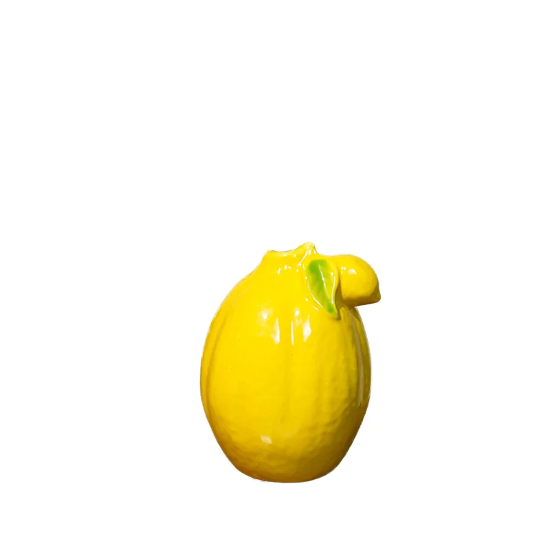 Scandinavian Ins Style Lemon Ceramic Vase, Modern Handmade Tabletop Vase for Home Desktop Decor