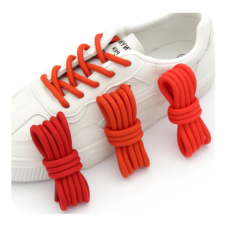 Weiou 5mm Thick Round Polyester Solid Color Shoelaces for Sneakers Boots Casual Shoes Durable Replacement Shoe Laces