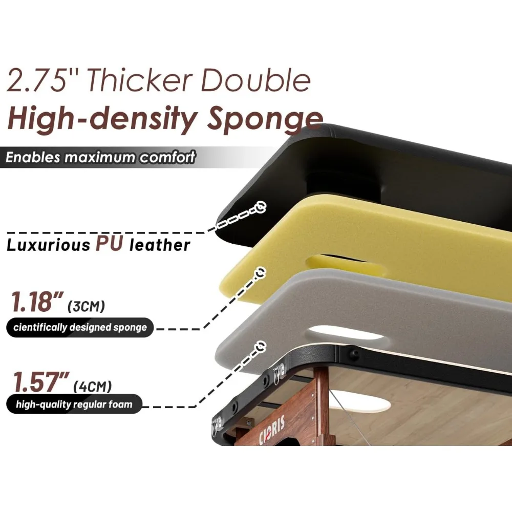 Cloris โต๊ะนวดมืออาชีพขนาด84 ", โต๊ะนวดมืออาชีพพกพาได้3พับขาไม้เสริมแรงรองรับได้ถึง1100LBS พรีเมี่ยมร้านทำสปาเสริมสวยนวดรอยสัก