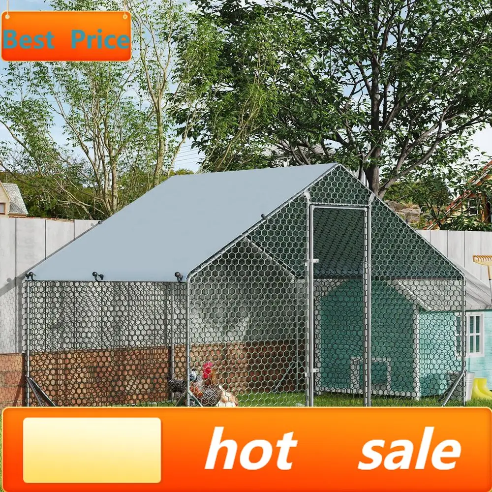 

Акция! Просторный курятник с выгулом, уличный домик для домашней птицы, 9,8 футов (длина) x 6,6 футов (ширина) x 6,4 фута (высота)