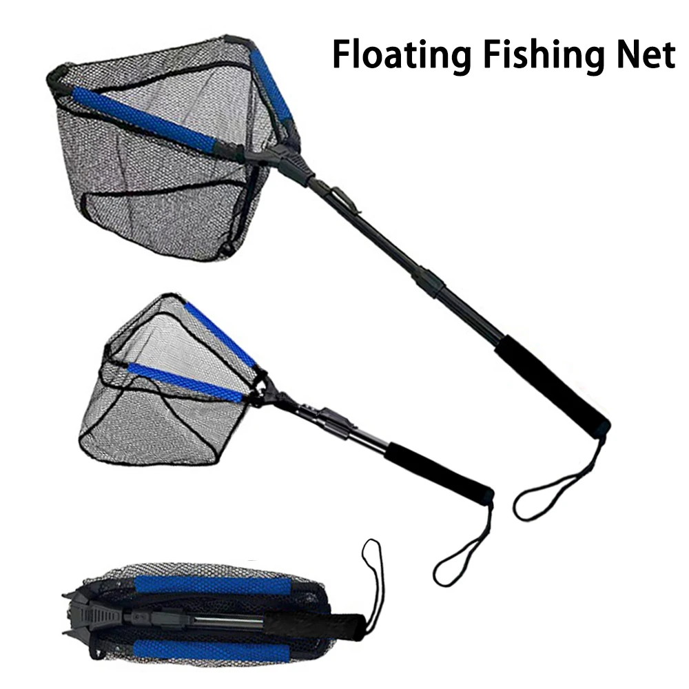 着陸漁網折りたたみ式フローティングネットポータブル超軽量アルミ合金ロッドナノメッシュ淡水海水魚ギア用