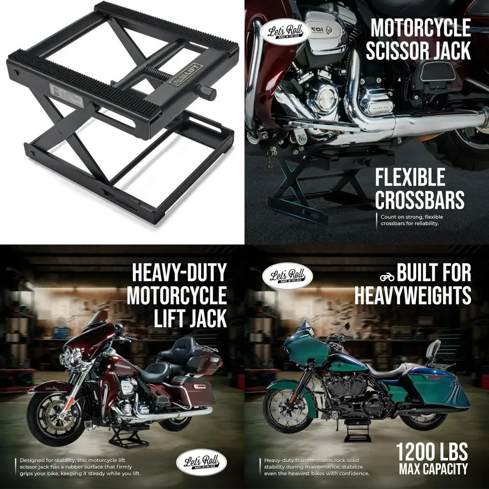 

Heavy Duty 1200 LB Motorcycle Scissor Jack Stands - Premium Lift Jacks for Motorcycle Accessories and Secure Lifting