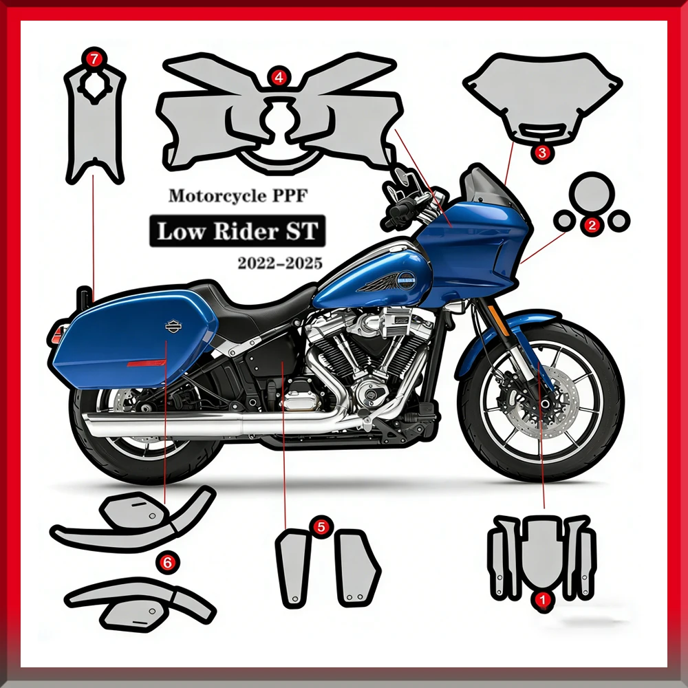 For Harley Low Rider ST PPF Motorcycle TPU Anti-scratch Protective UV Resistant Protective Film 2022-2025 7.5Mil Thickness