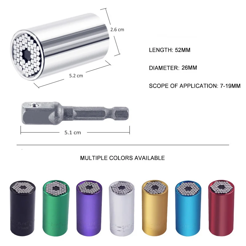 ซ็อกเก็ตประแจปรับแขนUniversalแรงบิด7-19Mm Power Drill Ratchet Bushing Spannerเมจิกเครื่องมือหลาย