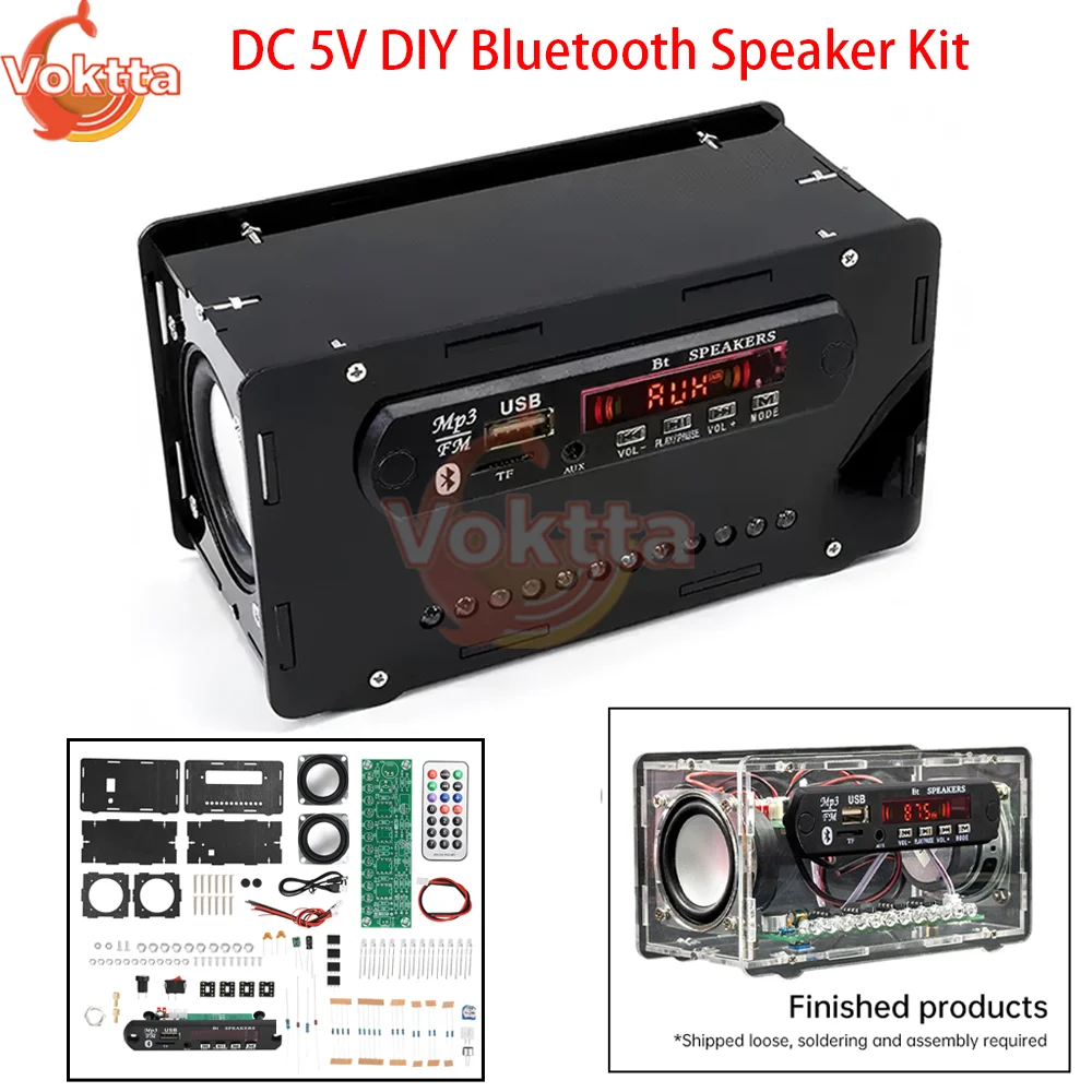 

DIY Bluetooth-динамик, FM-радио, 2*3 Вт, динамик, Bluetooth-усилитель, дистанционное управление, электронное производство, наборы для практики пайки