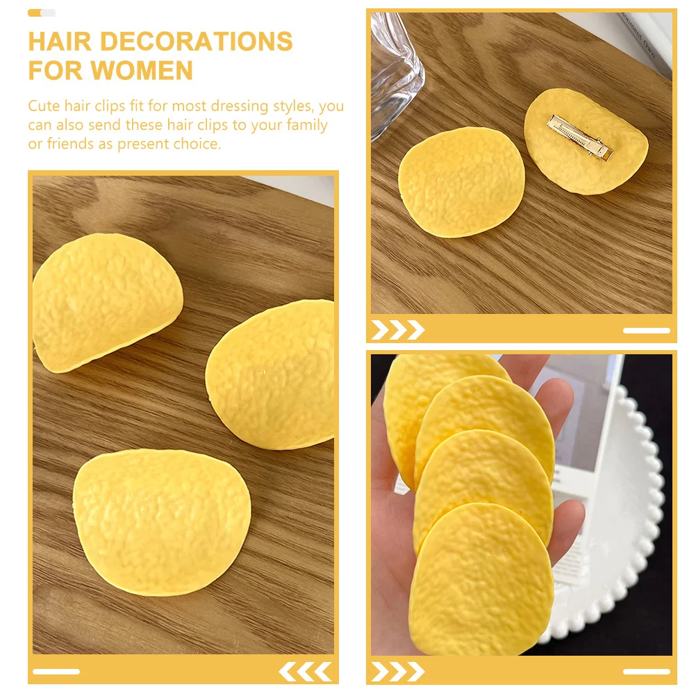 

2Pcs Adorable Potato Chip Design Hair Clips Small Hairpins for Women Kids Cute Styling Accessories for Parties and Daily Use