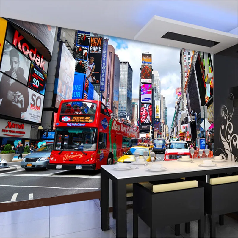 Custom Photo Wallpaper Bus New York Times Large Mural Wallpaper TV Background Wall Paper Office Living Room Bedroom 3D Wallpaper