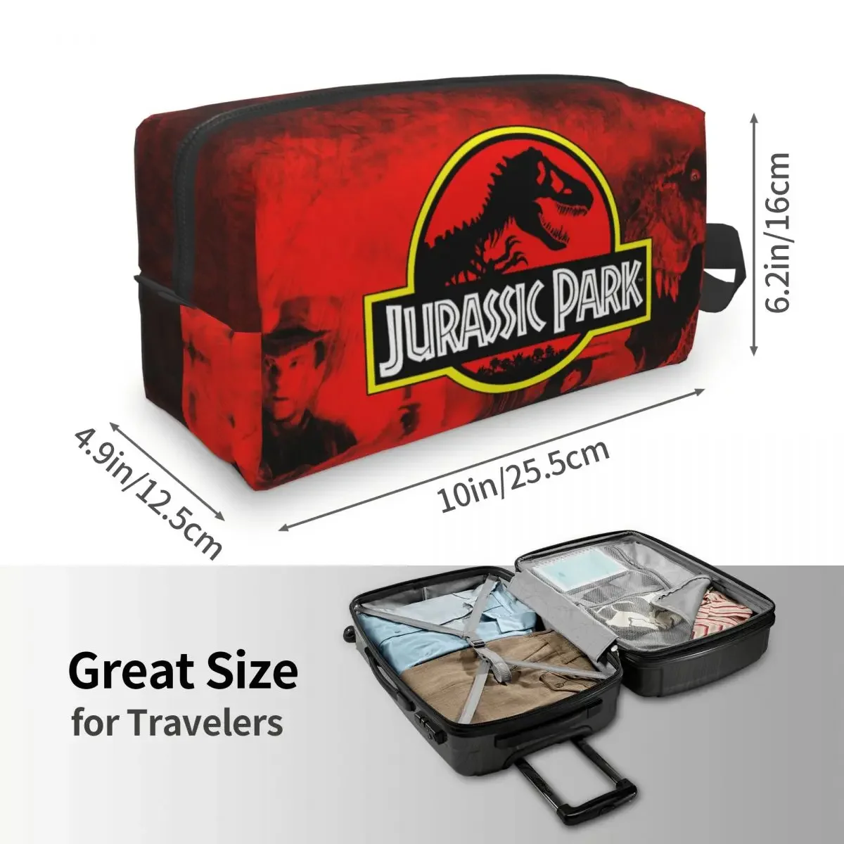 Travel Dinosaur World Jurassic Parks Toiletry Bag Portable Cosmetic Makeup Organizer for Women Beauty Storage Dopp Kit Case