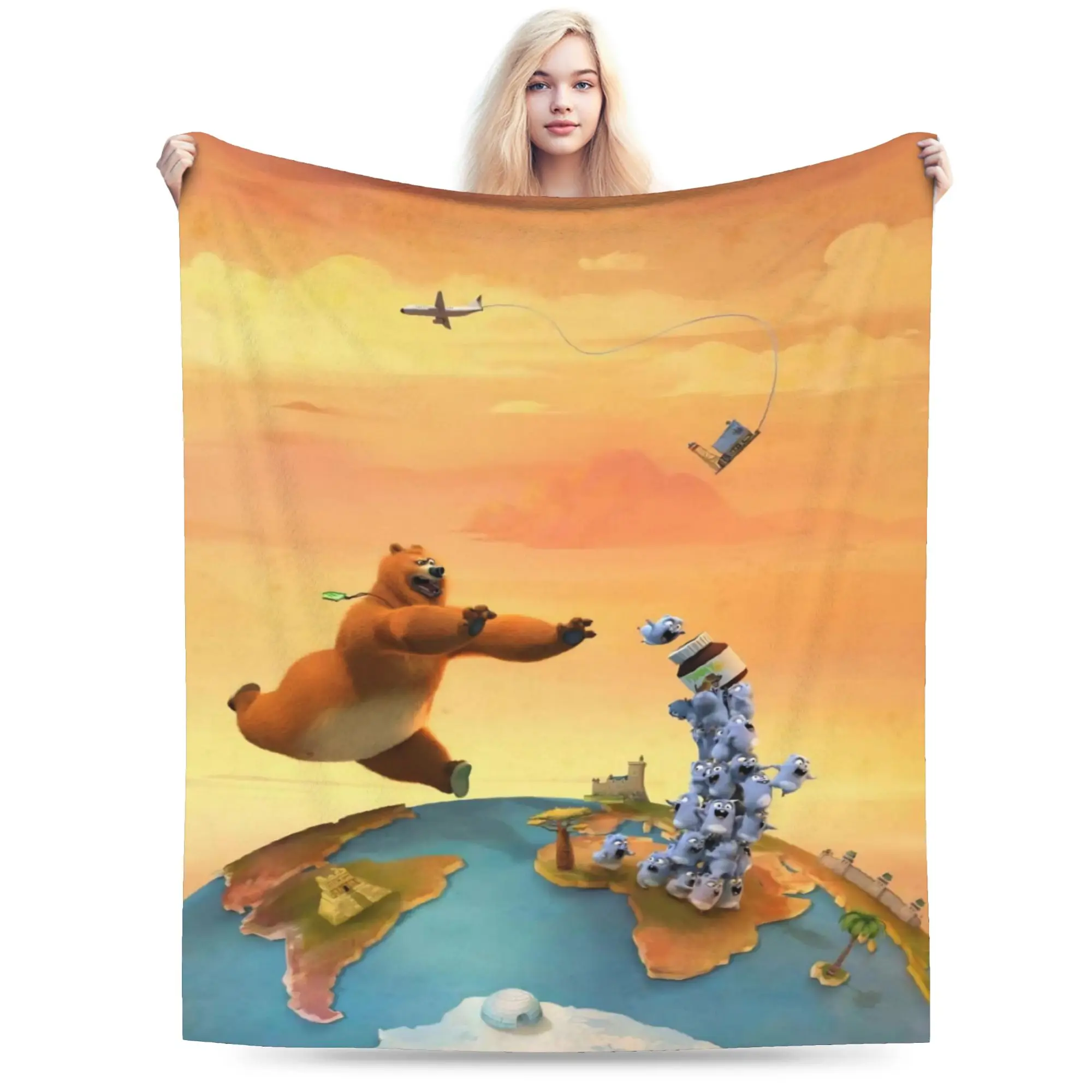 Grizzly And Lemmings  Blanket Warm Cozy Fluffy  Throw Blankets for Couch 50x60 Inch Multi-size Bedding Throws