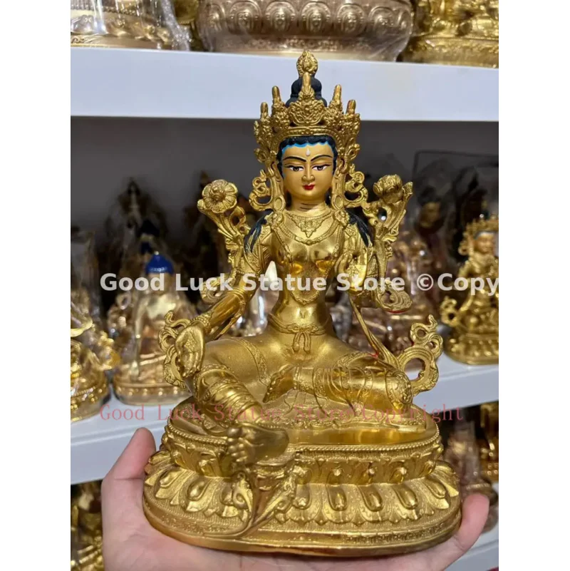 50% discount Tibet Buddhism COPPER family Goddess Green Tara buddha statue HOME Altar worship Effective protection 24cm large