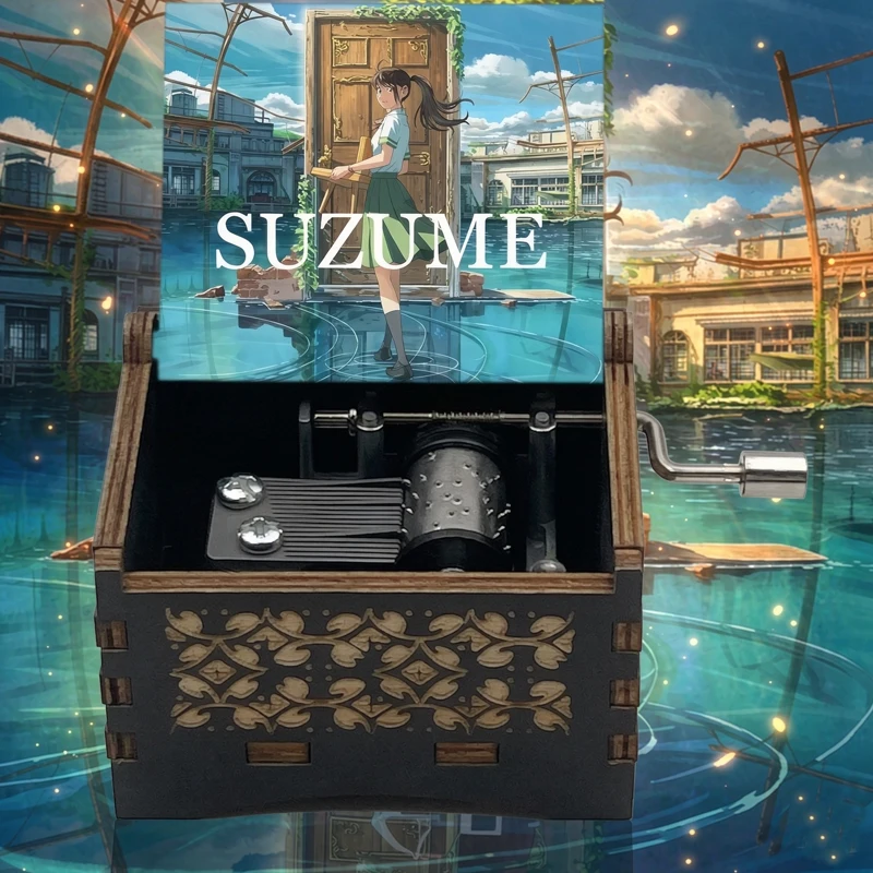 Anime Suzume No Tojimari Wooden Music Box Munakata Antique Handmade Gift for Fans Birthday Christmas New Year Souvenir