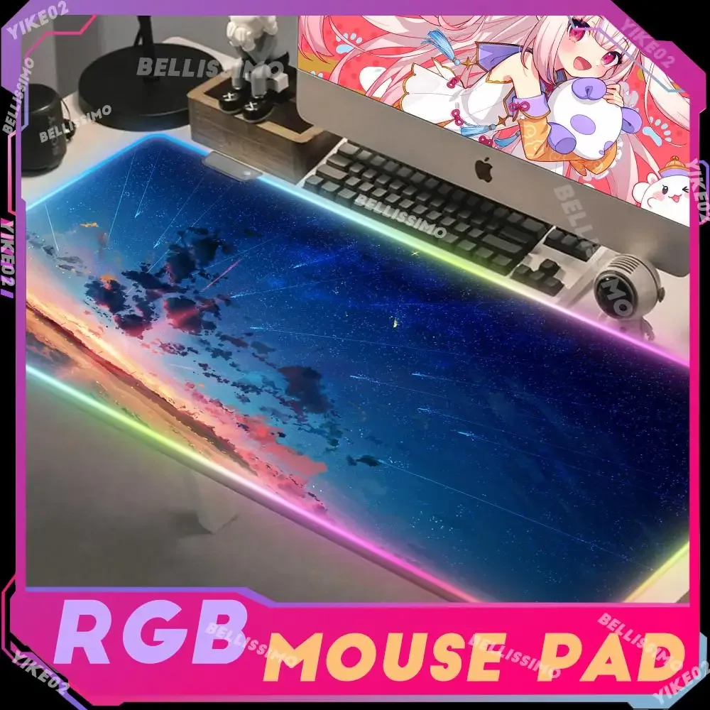 Trendy and cool Starry Sky Large RGB Mouse Mat  Desk Mat Gaming Mousepad Big Luminous Desk Pad Gamer Backlit Mouse Pad Mousepads