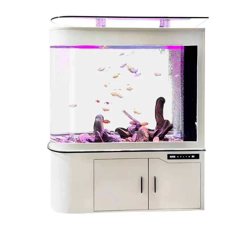 New Bullet Glass Luxury Fish Tank 600L Smart Ultra Quiet Eco-Friendly Easy to Clean Living Room Aquarium Dry/Wet Separation