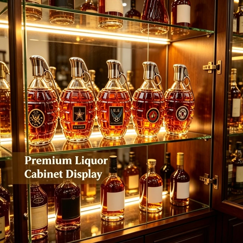 Grenade‑Shaped Whiskey Decanter Glass Liquor Carafe, Lead‑Free Crystal Wine Decanter Bottle for Bourbon Scotch Brandy Home Bar