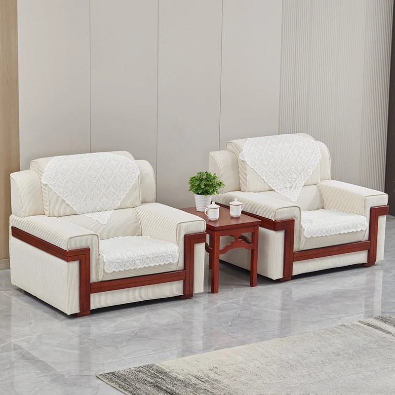 Conference sofa, VIP reception room, coffee table combination, Zhongnanhai white fabric, single triple seat, reception room