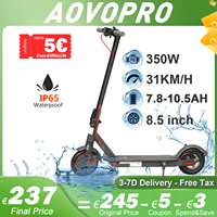 AOVOPRO Adults Electric Scooter 7.8-10.5AH 350W 31KM/H Max Speed APP Smart Off Road Electric Scooter with 8.5Inch Tire